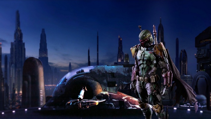 Boba Fett and Slave I on Coruscant