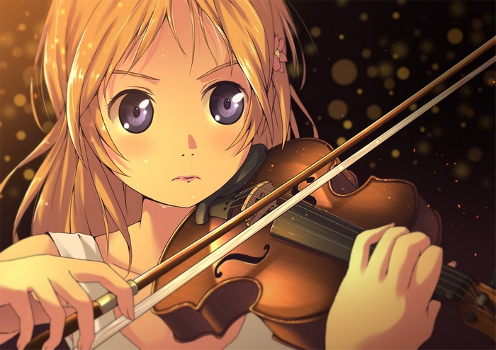 Miyazono Kaori playing the violin