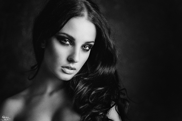 Monochrome portrait of model Alla Berger by Georgy Chernyadyev