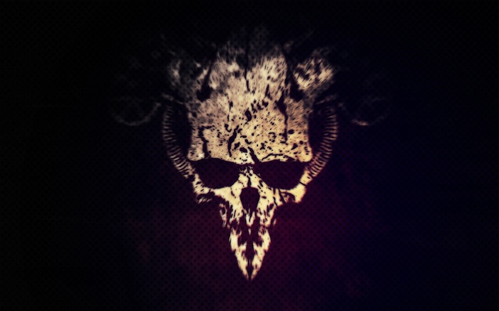 Skull with horns and dark background
