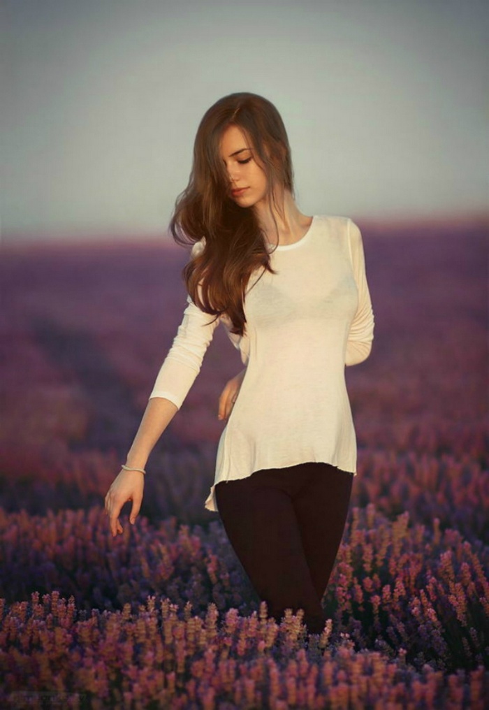 Radina in a lavender field by Simeon Kolev