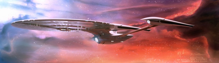Star Trek: Dedication Class starship in a nebula