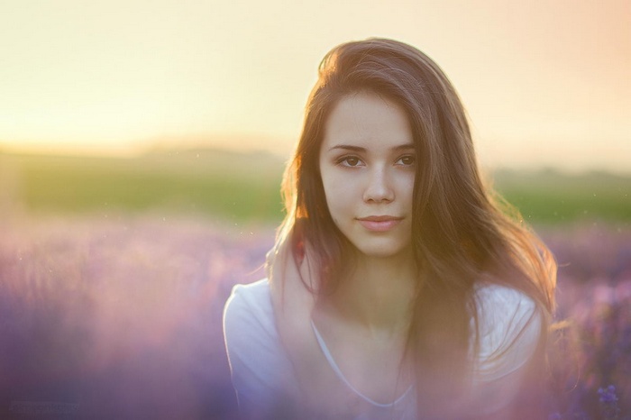 Portrait of Radina in a field with bokeh
