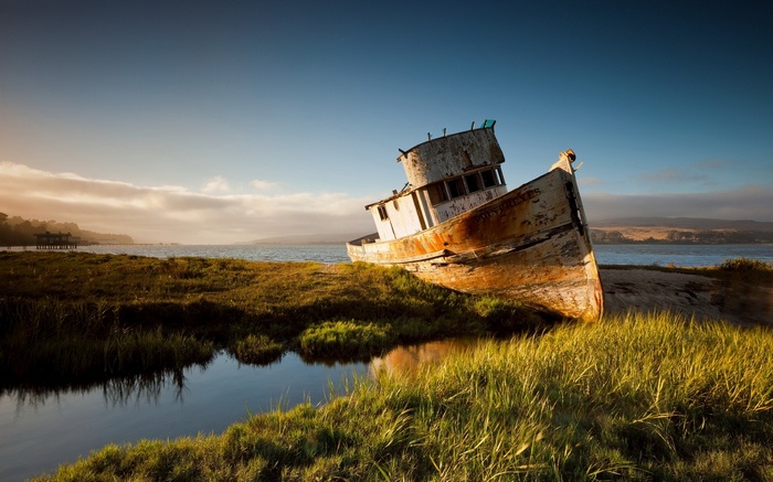 Shipwreck on the shore in California