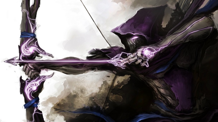 Fantasy archer with glowing purple bow