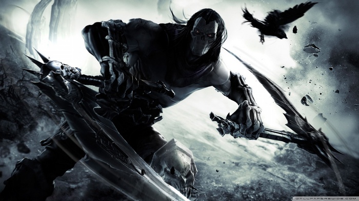 Death from Darksiders 2 with a scythe and crow
