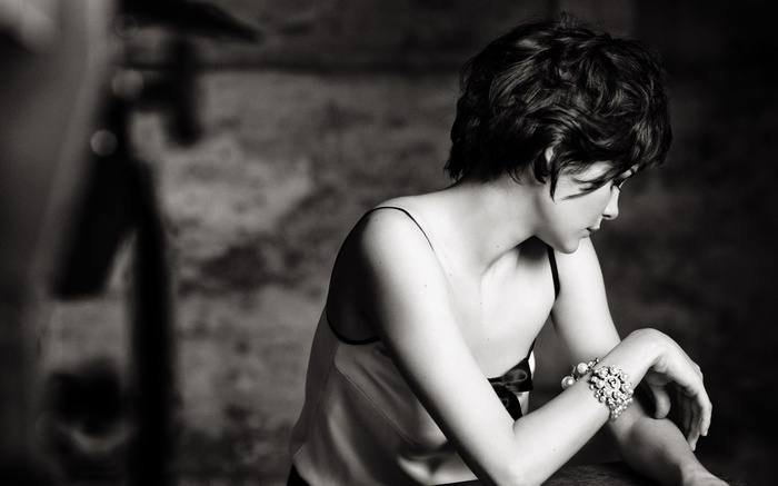 Audrey Tautou in monochrome portrait