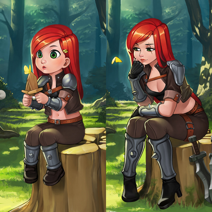 Katarina from League of Legends in a forest