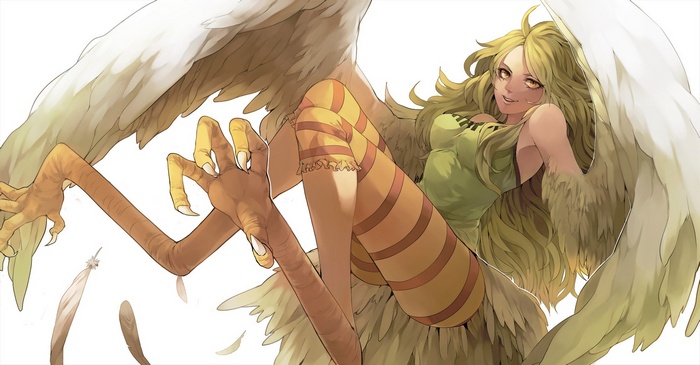 One Piece Harpy Girl with Yellow Hair and Wings