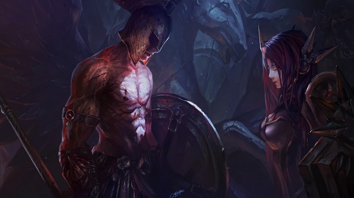 Pantheon and Leona from League of Legends
