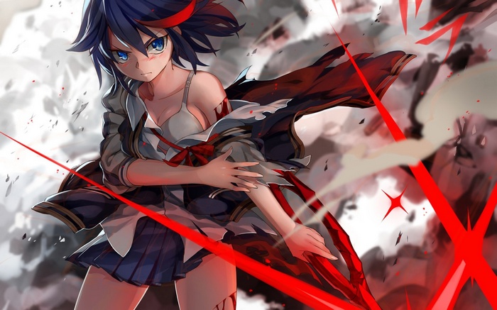 Matoi Ryuuko in Kill la Kill with red energy