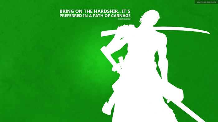 Roronoa Zoro with Swords on Green Background