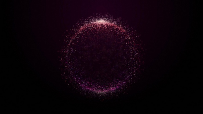 Abstract sphere of glowing particles on a dark background