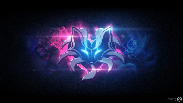 League of Legends Ahri Logo with Pink and Blue Smoke