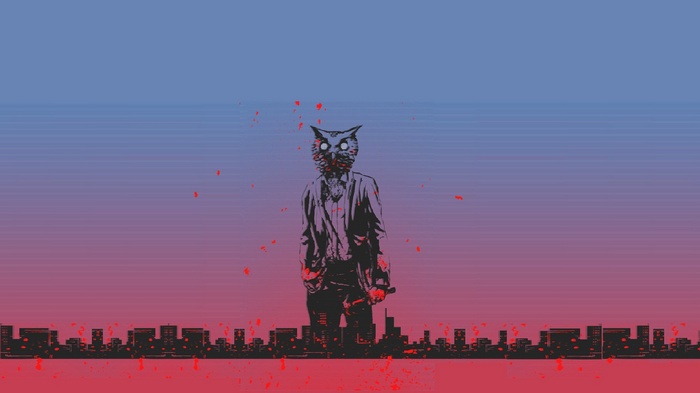 Hotline Miami 8-bit Owl Man in City