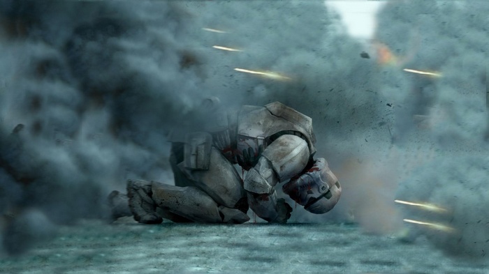 Star Wars Stormtrooper injured in battle