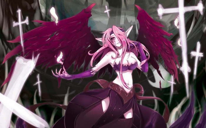 Morgana from League of Legends with dark wings