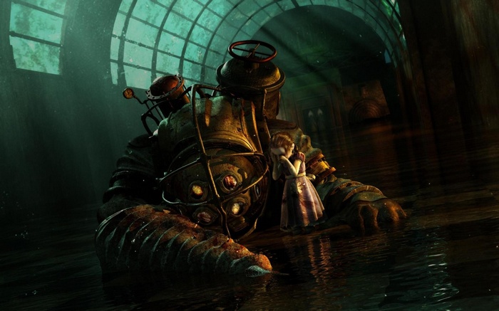 Big Daddy and Little Sister in BioShock