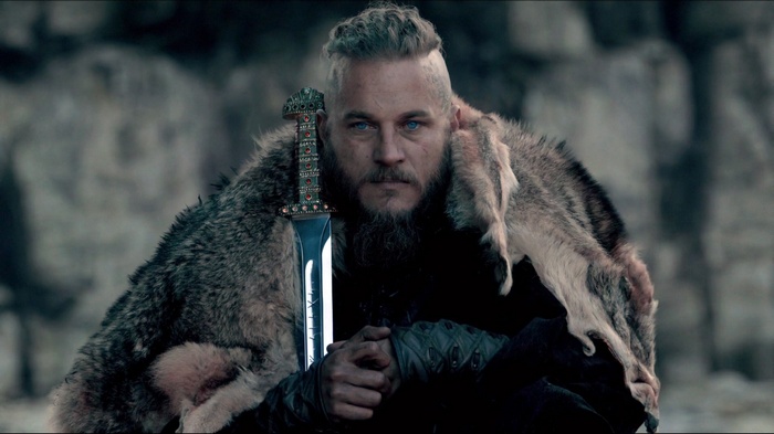 Ragnar Lodbrok from Vikings with a sword