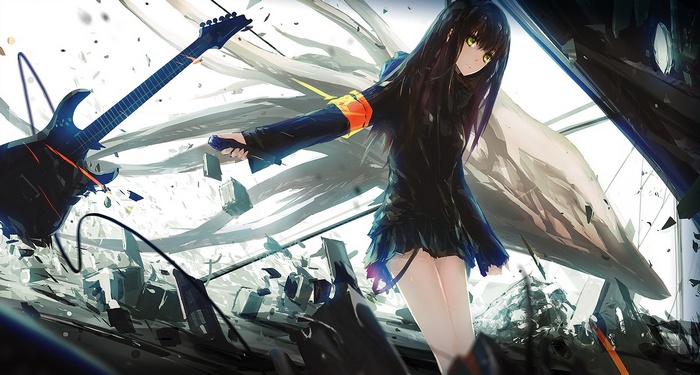 Shibuya Rin with Guitar and Wings