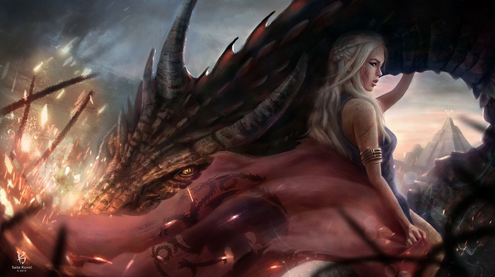 House Targaryen, Game of Thrones, dragon, fantasy art, Daenerys Targaryen, artwork