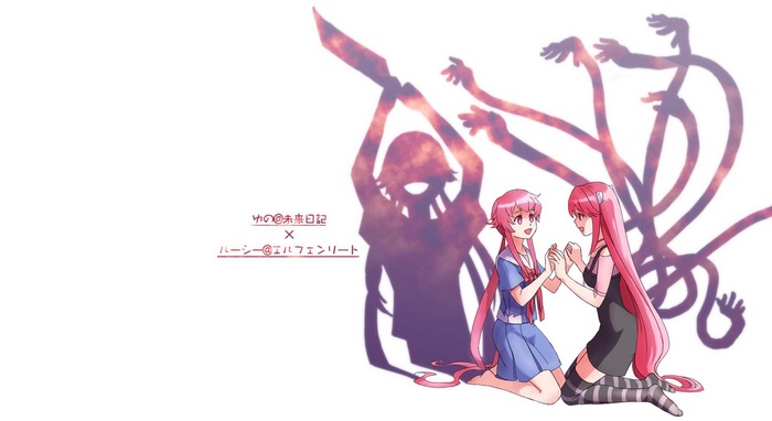 Gasai Yuno and Lucy from Mirai Nikki and Elfen Lied
