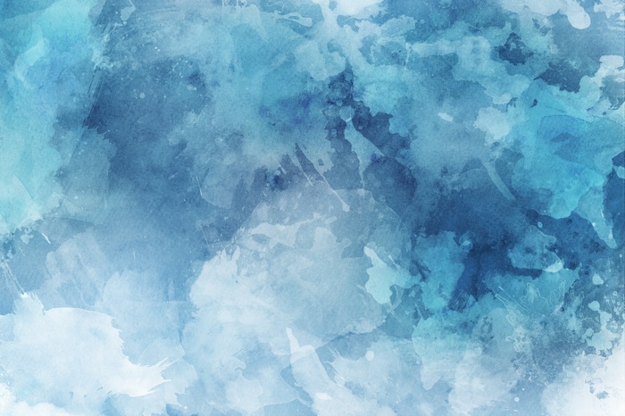 Abstract blue watercolor texture with splashes