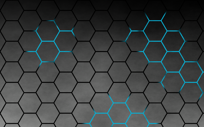 Hexagonal grid with blue glowing lines