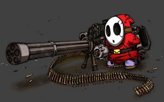Shy Guy with a Minigun and Ammunition