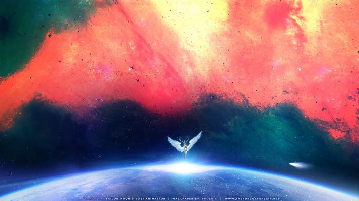 Sailor Moon character with wings in space