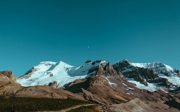 Jasper National Park Mountains with Moon