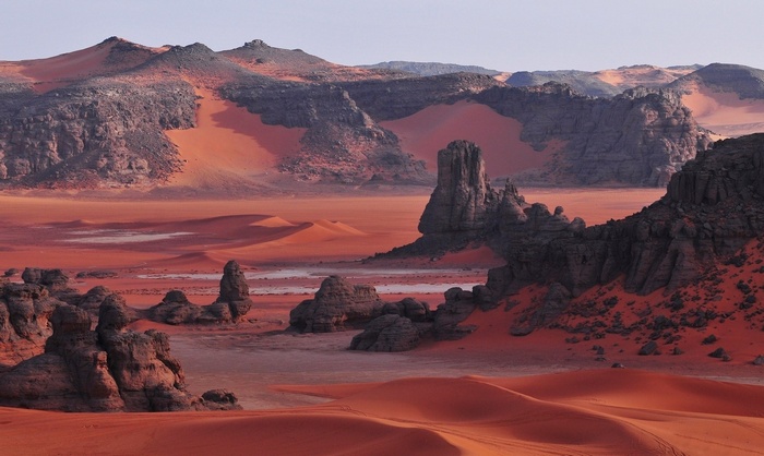 nature, Sahara, Algeria, desert, rock, dune, landscape, red, mountains