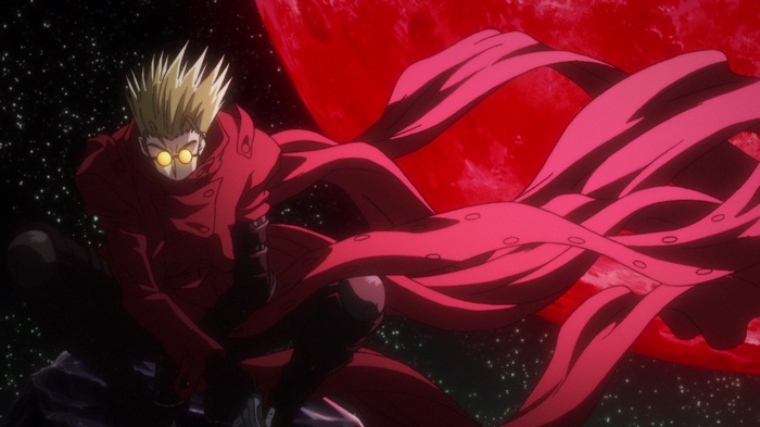 Vash the Stampede from Trigun with a red moon