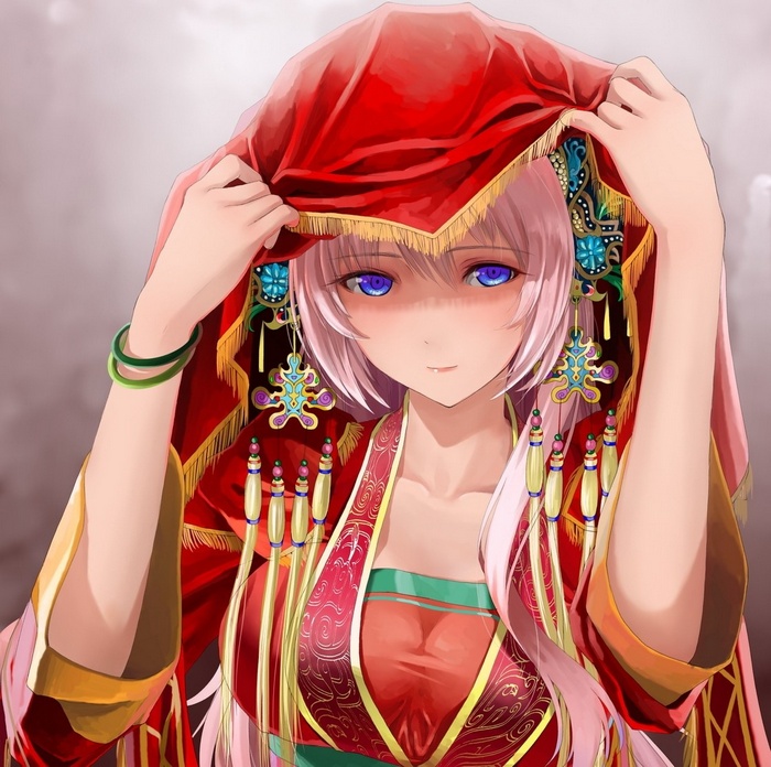 Megurine Luka in traditional red and gold attire