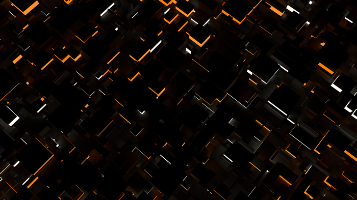 Abstract 3D cubes with orange and white lighting
