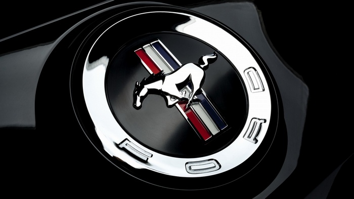 Ford Mustang Emblem on Black Car