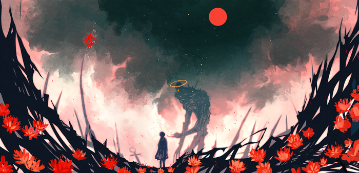 NanoMortis artwork of a girl and a monster