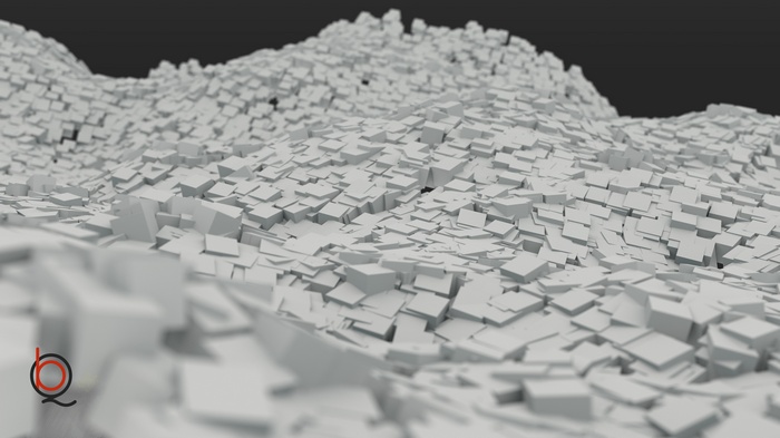 Abstract waves of white cubes in Blender