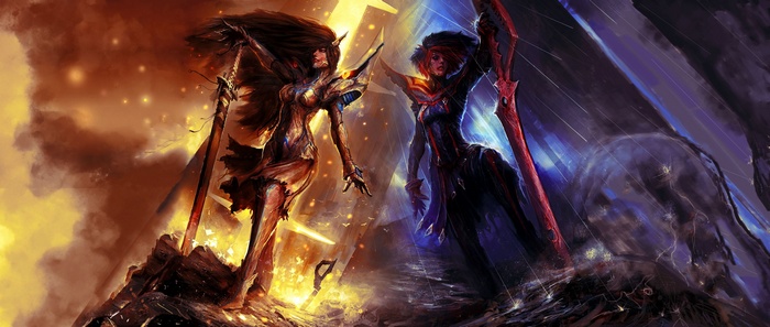 Kill la Kill: Two warriors in a fiery and stormy battle