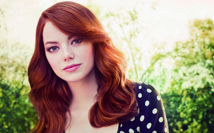 Emma Stone with red wavy hair