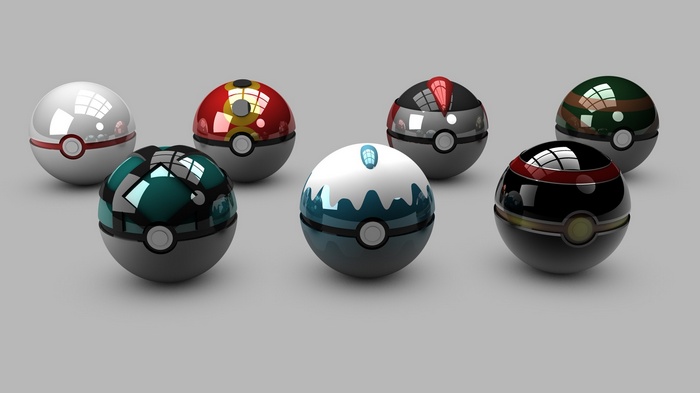 Collection of stylized Pokemon Poke Balls