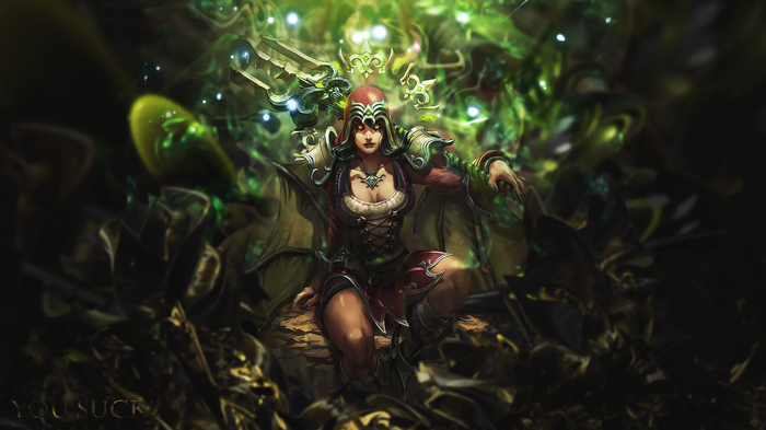Isis from Smite with green magical effects