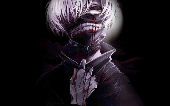 Kaneki Ken from Tokyo Ghoul with bloody hand