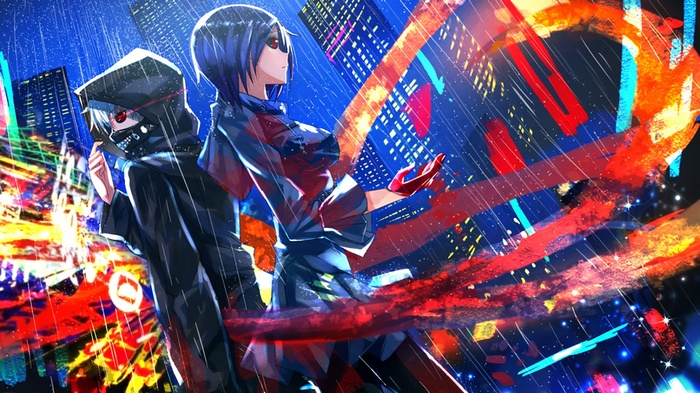 Touka Kirishima and Ken Kaneki in Tokyo Ghoul