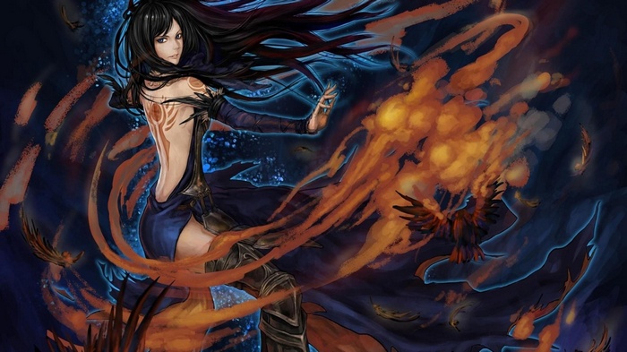 Shanoa from Castlevania casting fire magic