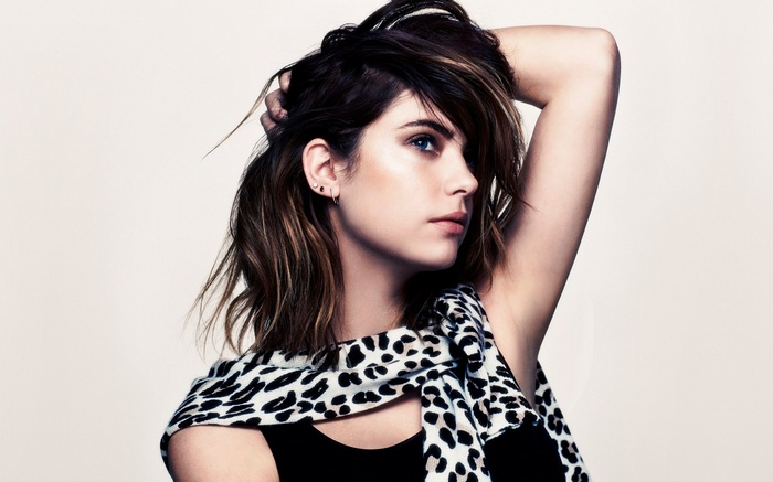 Ashley Benson with leopard print scarf