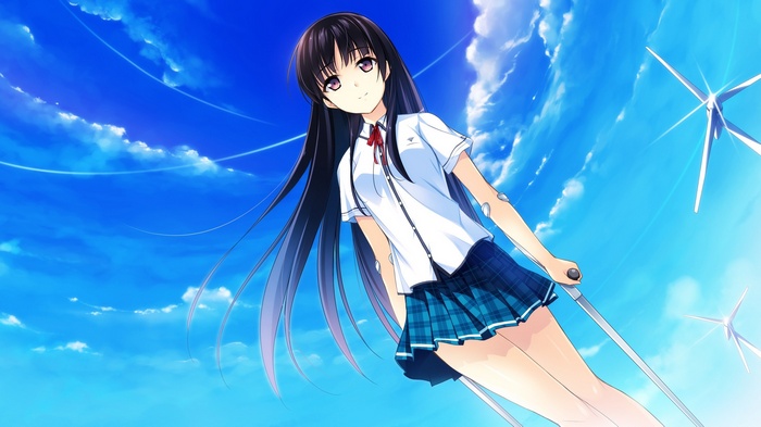 Kotori Habane with Windmills Under a Blue Sky