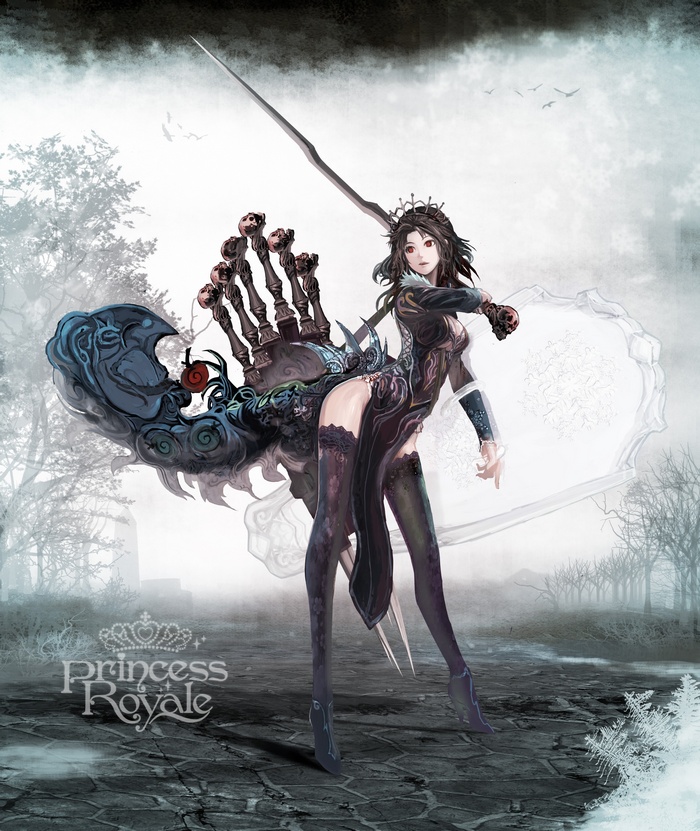 Princess Royale with a large ornate weapon