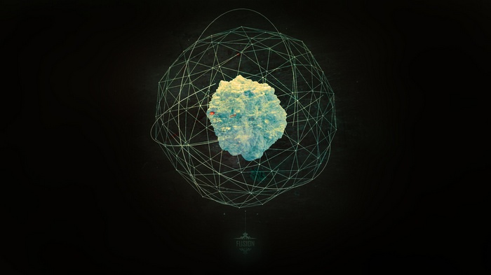 Abstract geometric sphere with a crystalline object