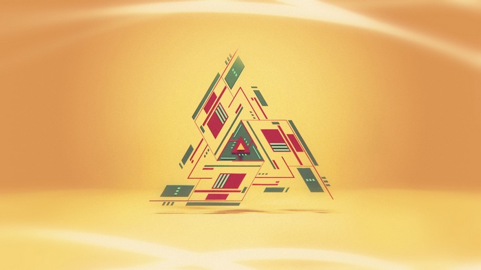 Abstract geometric triangle on a yellow background